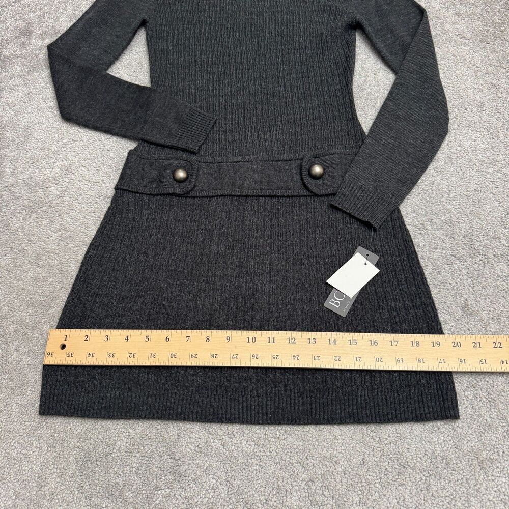 BCX Downtime A-Line Sweater Dress Womens Small smoke Gray Crew Neck Acrylic NWT - Picture 12 of 15